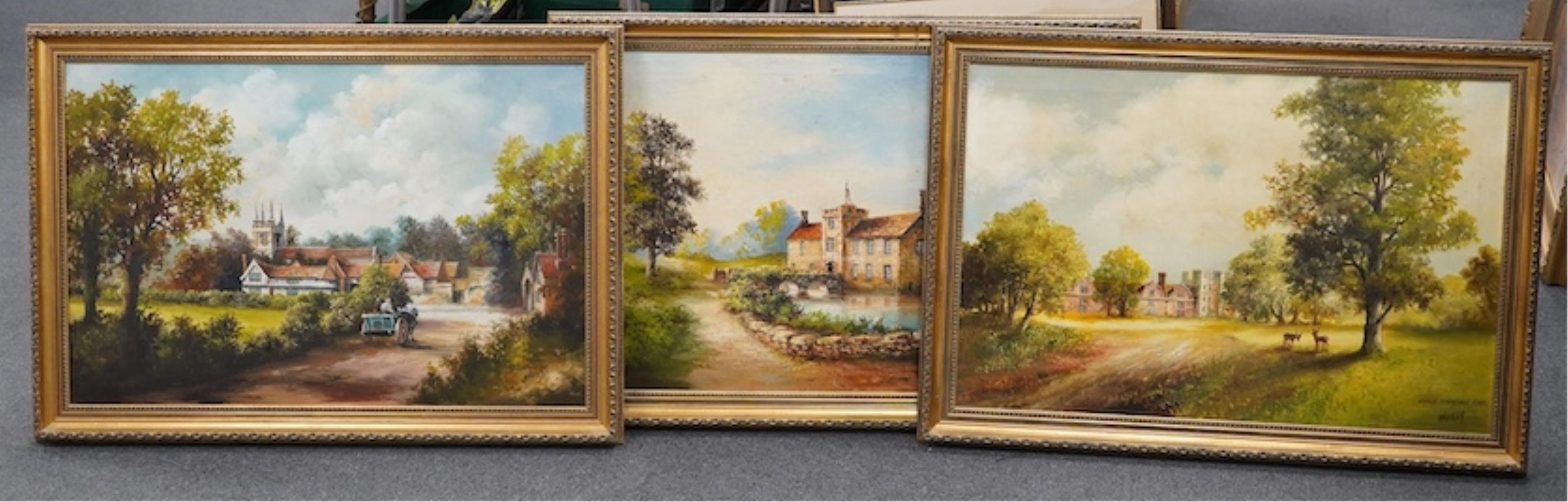 Wheeler, set of three oils on canvas, including ‘Knole, Sevenoaks, Kent’, each signed, 49 x 75cm, gilt framed. Condition - fair to good